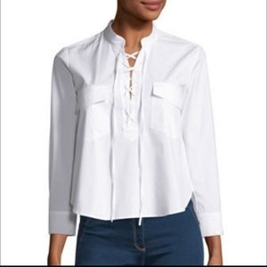 VERONICA Beard Harper White Lace Up Shirt Size 6
